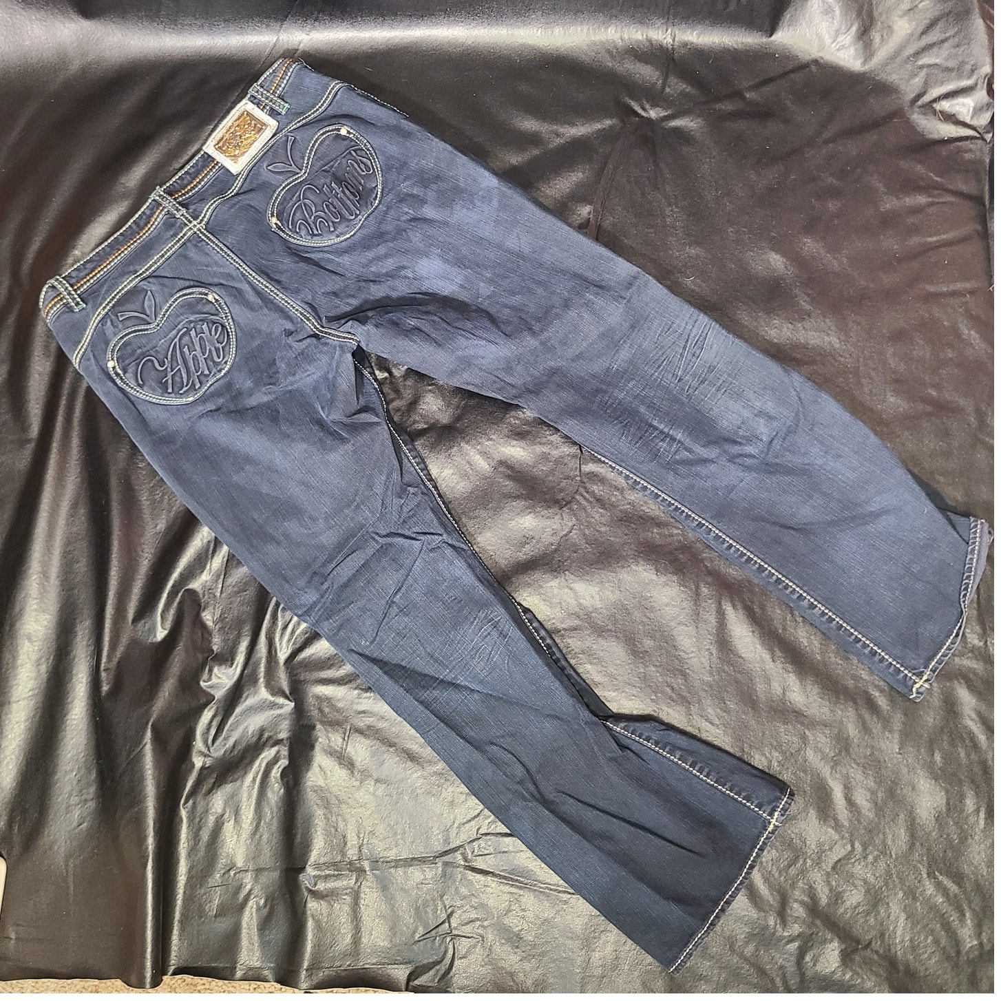 Y2k Apple Bottom Denim Jeans With Apple-Shaped Pockets Size 16